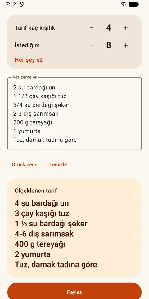 İkiye katlanan tarif